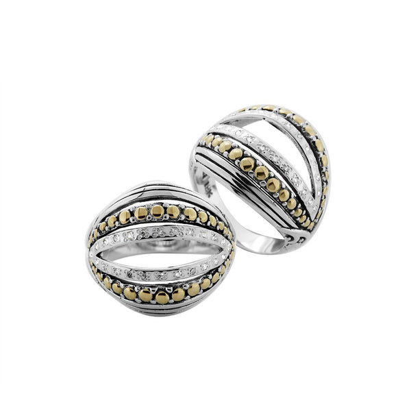 ARG-8043-DY-6" Sterling Silver Ring With 18K Gold And Diamond Jewelry Bali Designs Inc 