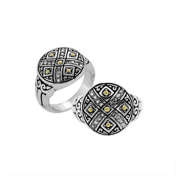 ARG-8054-DY-6" Sterling Silver Ring With 18K Gold And Diamond Jewelry Bali Designs Inc 