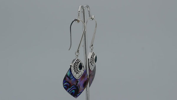 AE-1201-TQ Sterling Silver Earring With Turquoise Shell & Blue Topaz Q.