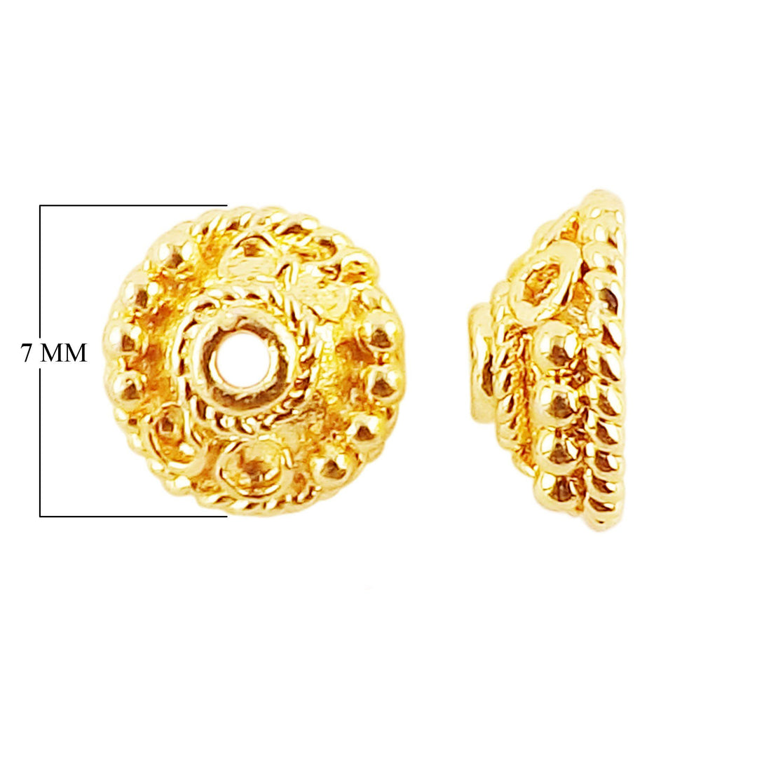 CG-281-7X2.5MM 18K Gold Overlay Bead Cap Beads Bali Designs Inc 