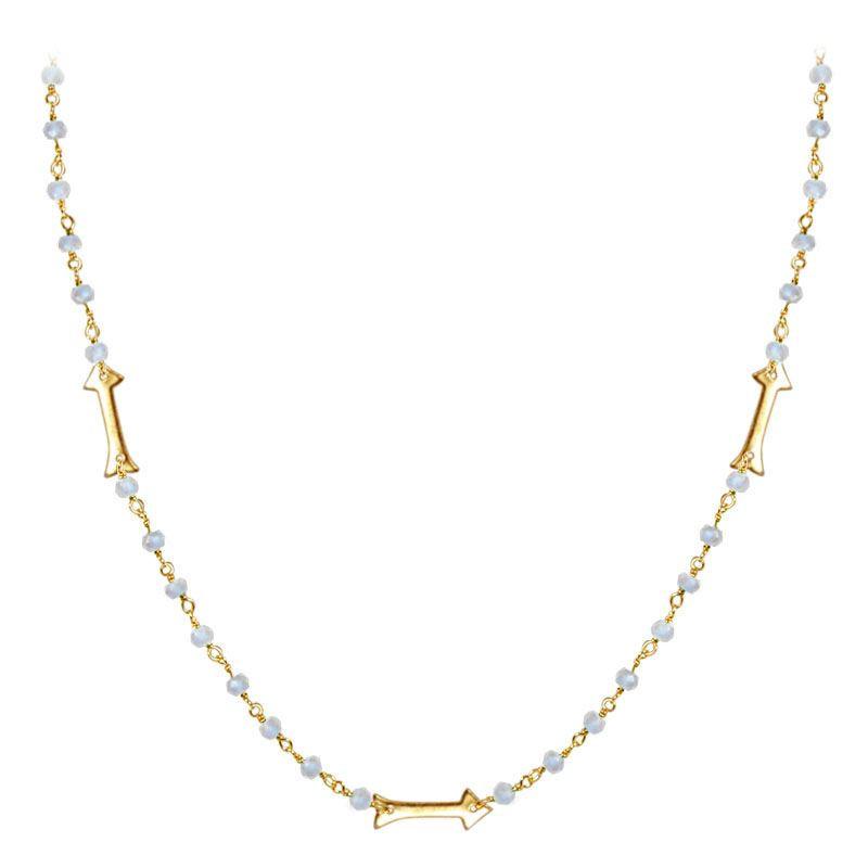 CHG-203-RM-18" 18K Gold Overlay Necklace With Rainbow Moonstone Beads Bali Designs Inc 