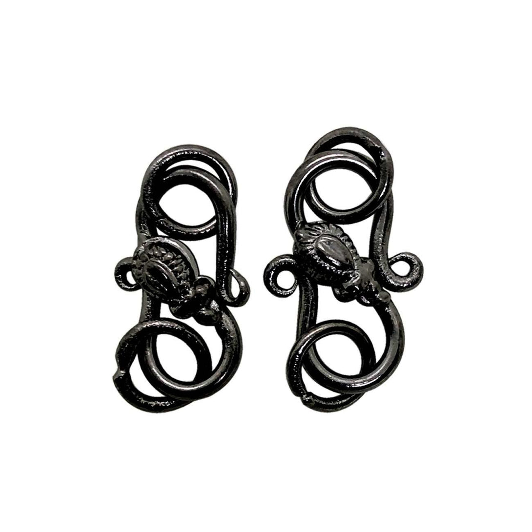 CR-527 Black Rhodium Overlay ''S'' Hook Beads Bali Designs Inc 