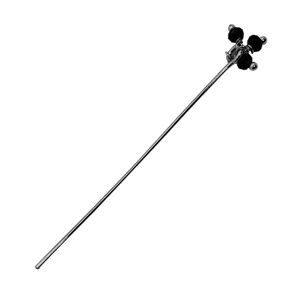 HPR-115-OX-2" Black Rhodium Overlay 22 Gauge Head Pin Or Eye Pin With Granulated Bunch of Three 3MM Black Crystal Quartz Beads Bali Designs Inc 