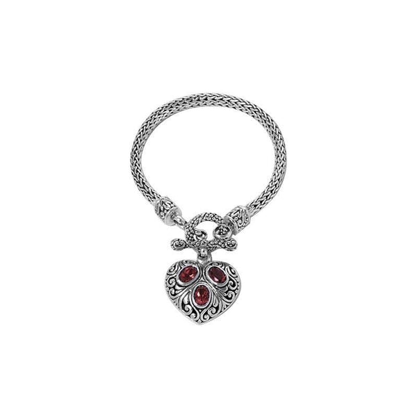 SB-0994-GA Sterling Silver Bracelet With Garnet Q. Jewelry Bali Designs Inc 