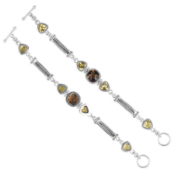 SB-1911-CO1 Sterling Silver Bracelet With Lemon Quartz, Smokey Quartz Jewelry Bali Designs Inc 