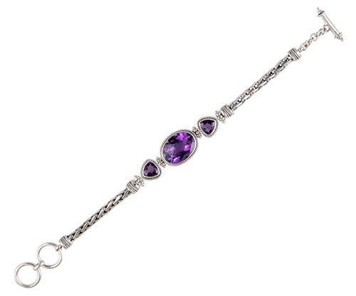 SB-2321-AM Sterling Silver Bracelet With Amethyst Q. Jewelry Bali Designs Inc 