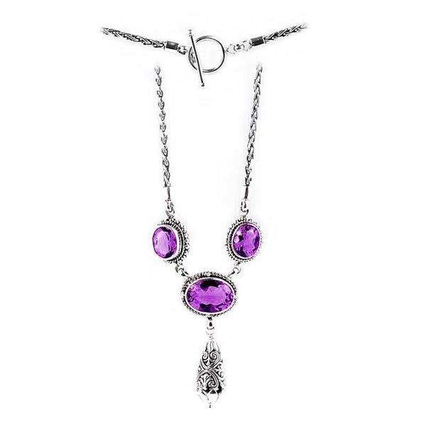 SN-3592-AM Sterling Silver Necklace With Amethyst Q. Jewelry Bali Designs Inc 