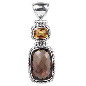 SP-1773-CO1 Sterling Silver Pendant With Smokey Quartz, Citrine Q. Jewelry Bali Designs Inc 