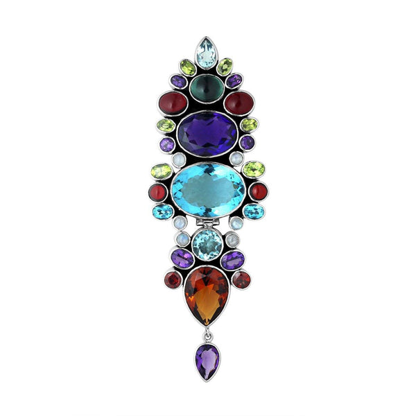 SP-2732-CO2 Sterling Silver Pendant With Multi Stones Jewelry Bali Designs Inc 