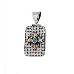 SP-8220-CO1 Sterling Silver Pendant With Citrine, Blue Topaz Jewelry Bali Designs Inc 