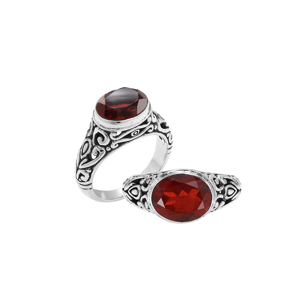 SR-4218-GA-5 Sterling Silver Ring With Garnet Q. Jewelry Bali Designs Inc 