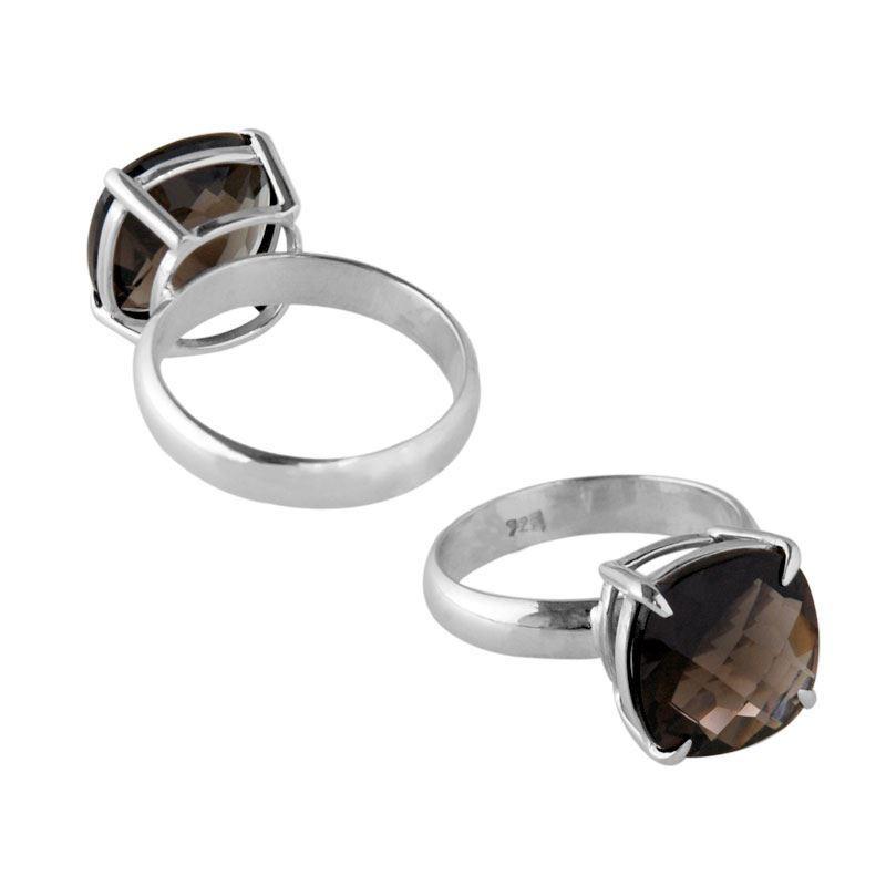 SR-5283-ST-6" Sterling Silver Ring With Smokey Quartz Jewelry Bali Designs Inc 