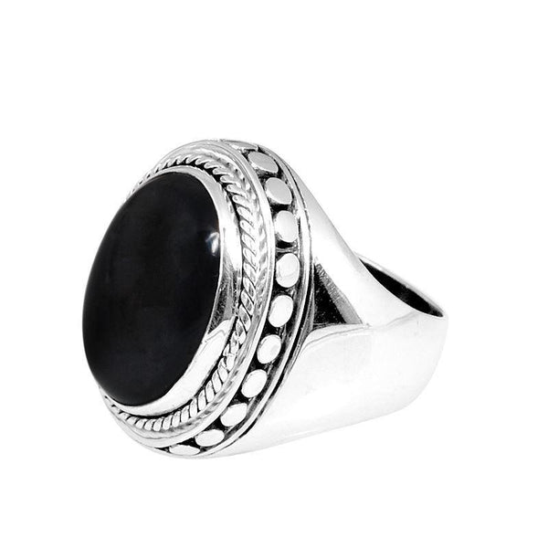 SR-5437-ONX-6" Sterling Silver Ring With Black Onyx Jewelry Bali Designs Inc 