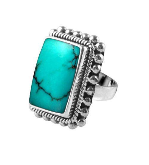 SR-6366-TQ-5" Sterling Silver Ring With Turquoise Jewelry Bali Designs Inc 