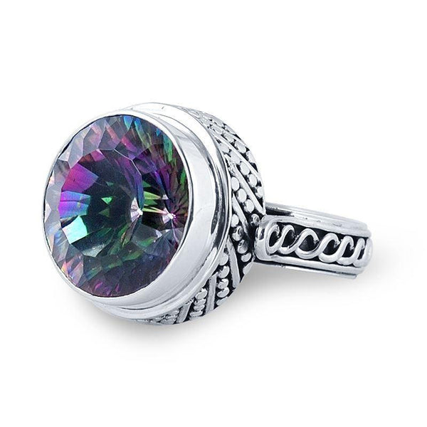 SR-8207-MT-6" Sterling Silver Ring With Mystic Quartz Jewelry Bali Designs Inc 