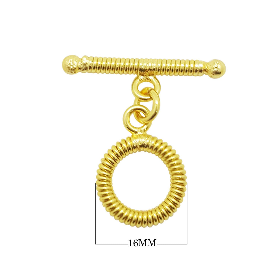 TG-183-16MM 18K Gold Overlay Shiny Simple Twisted Designs Toggle Beads Bali Designs Inc 