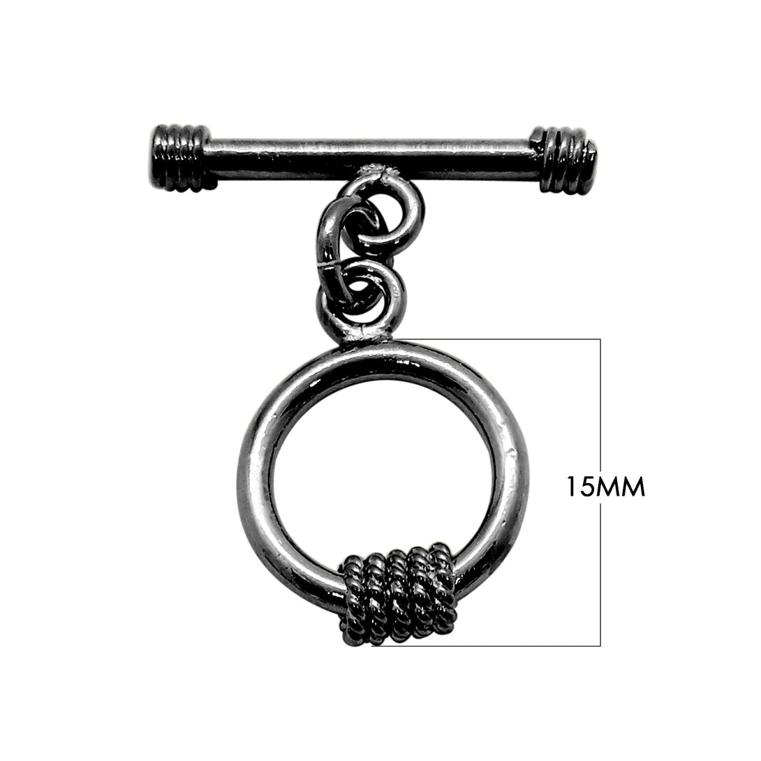 TR-109-15MM Black Rhodium Overlay Beautiful Round Toggle Beads Bali Designs Inc 