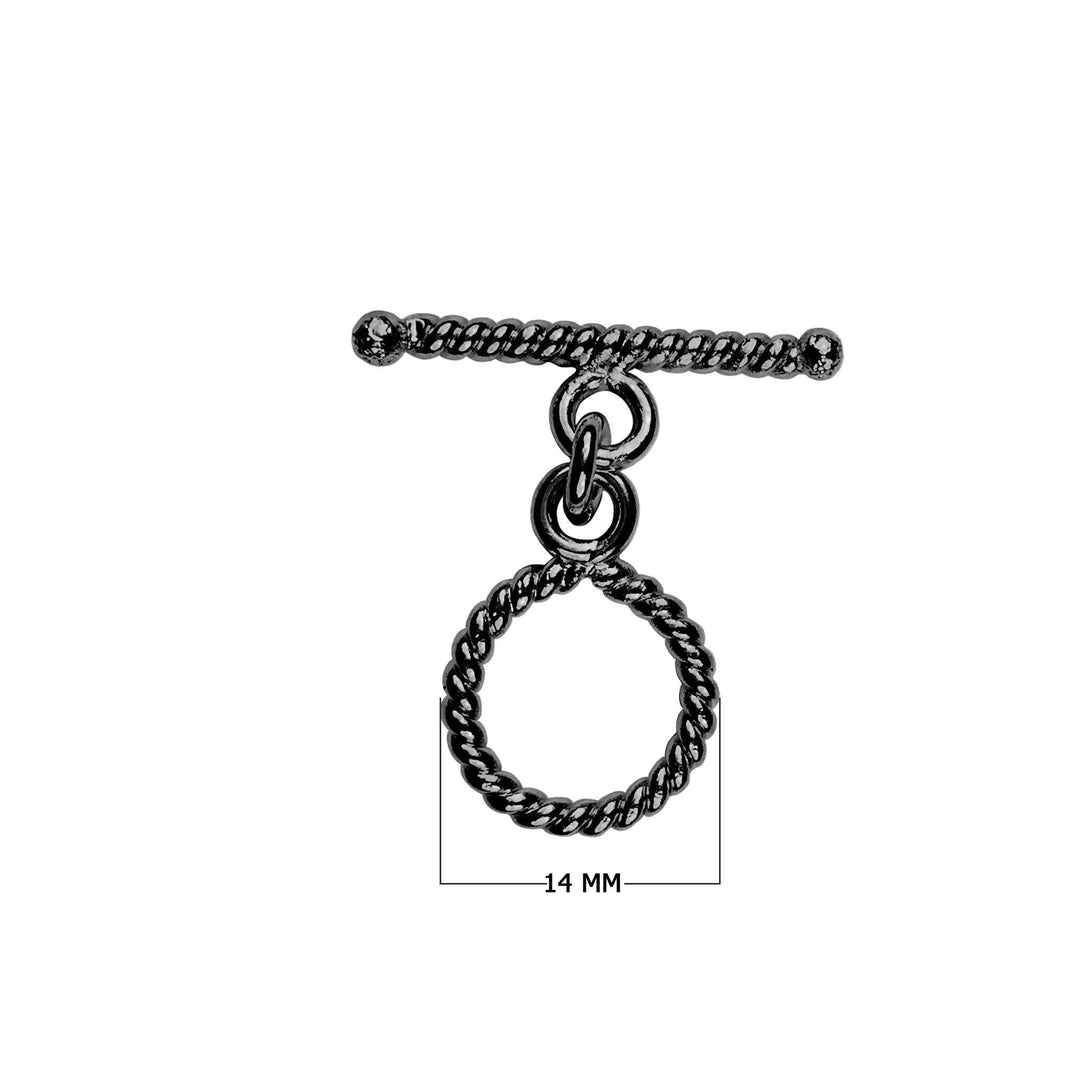 TR-122 Black Rhodium Overlay Simply Smart twisted design Toggle 14MM Round Ring Beads Bali Designs Inc 