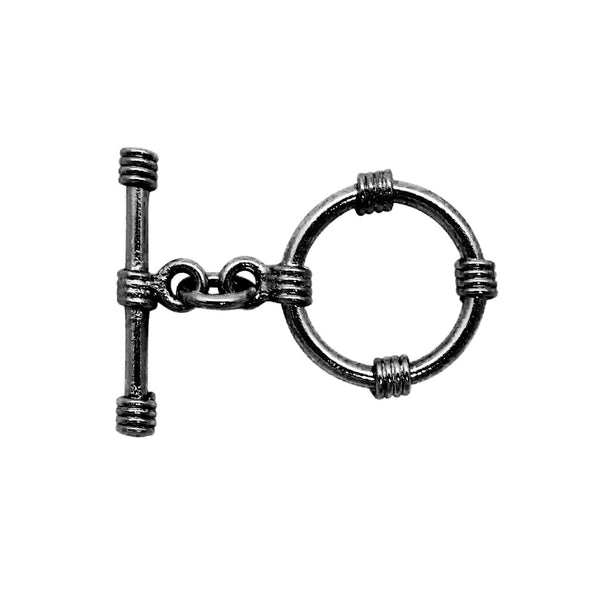 TR-128 Black Rhodium Overlay Beautiful Designer Wrapped plain wire Toggle Beads Bali Designs Inc 