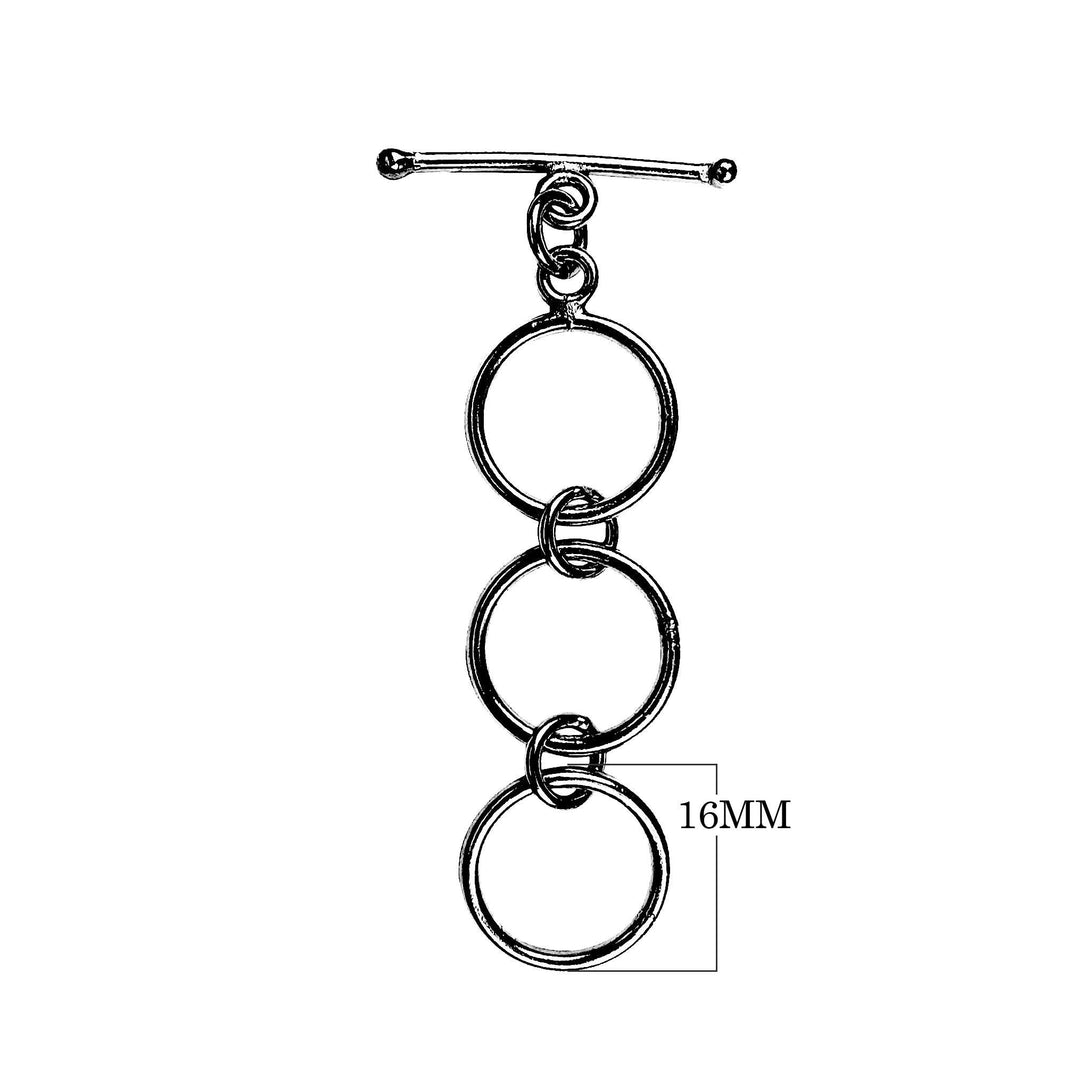 TR-129 Black Rhodium Overlay Adjustable Toggle 16MM Beads Bali Designs Inc 