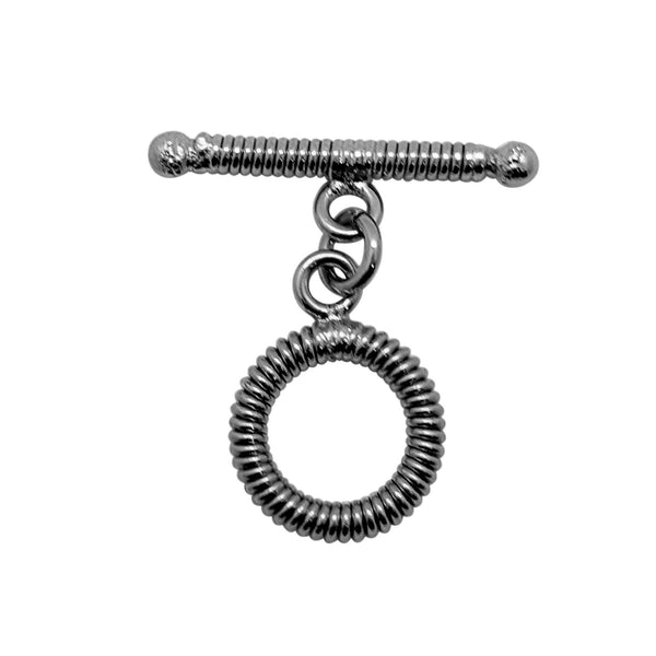 TR-183 Black Rhodium Overlay Shiny Simple Twisted Designs Toggle 16MM Beads Bali Designs Inc 