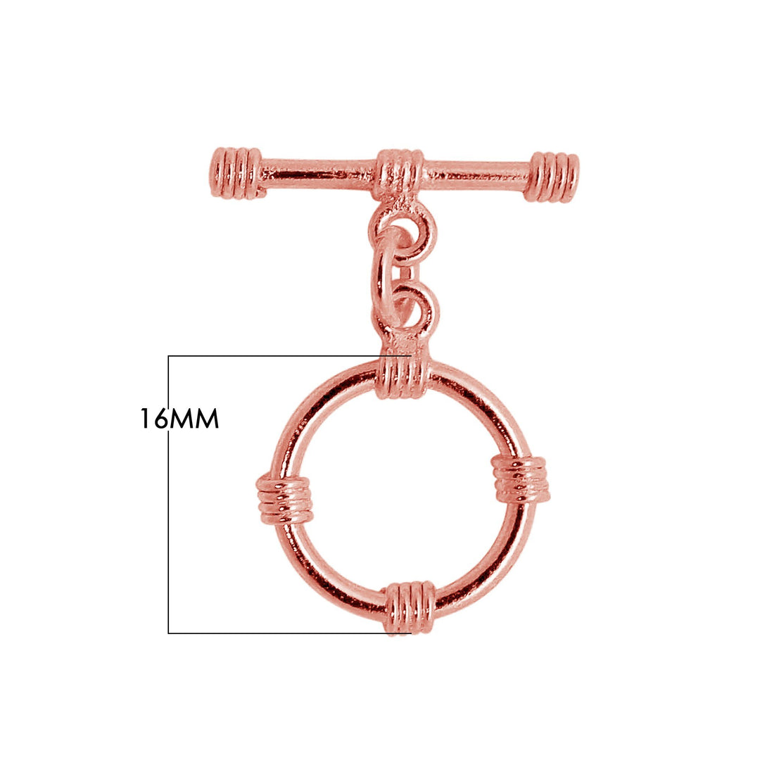 TRG-128 Rose Gold Overlay Beautiful Designer Wrapped plain wire Toggle Beads Bali Designs Inc 