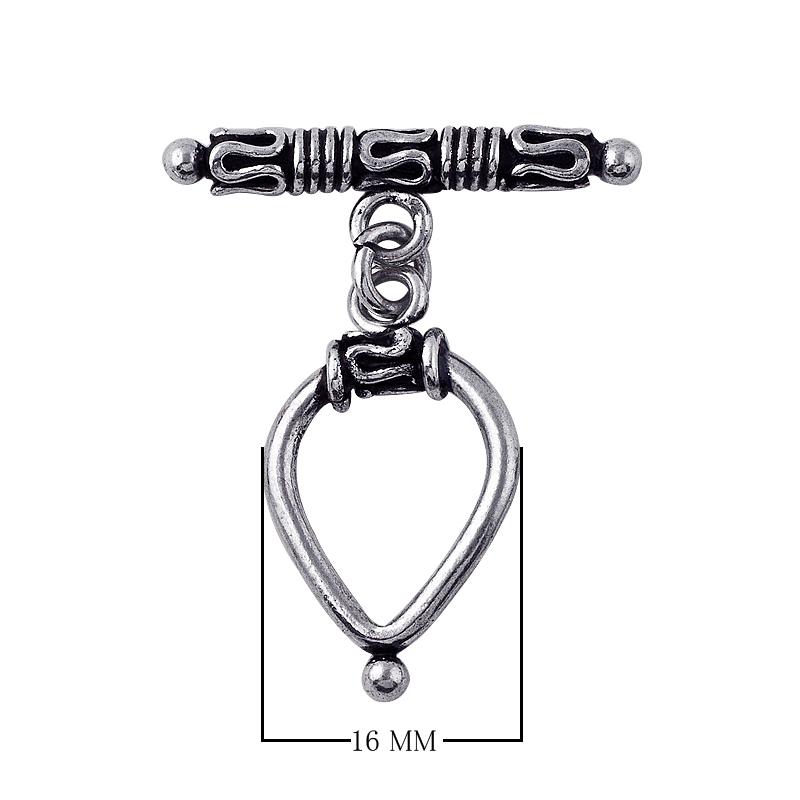 TSF-110 Silver Overlay Traditional Designs Toggle With Pears Shape Ring 16MM Beads Bali Designs Inc 