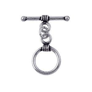 TSF-120 Silver Overlay Simple Plain Ring & Bar with Girded Wire Toggle Beads Bali Designs Inc 